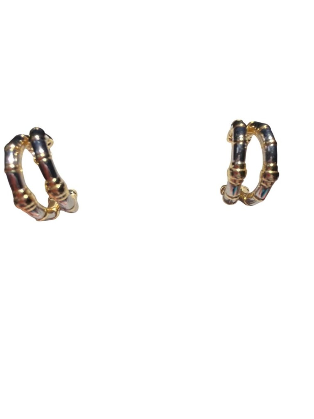 Kendra Scott Bamboo Double Hoop Earrings Gold Silver Tone Huggie .5" Stamped